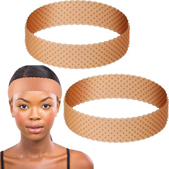 Silicone Non Slip Wig Grip Band Gripper Headband Tan 3 Pack Sport Elastic - Picture 3 of 6